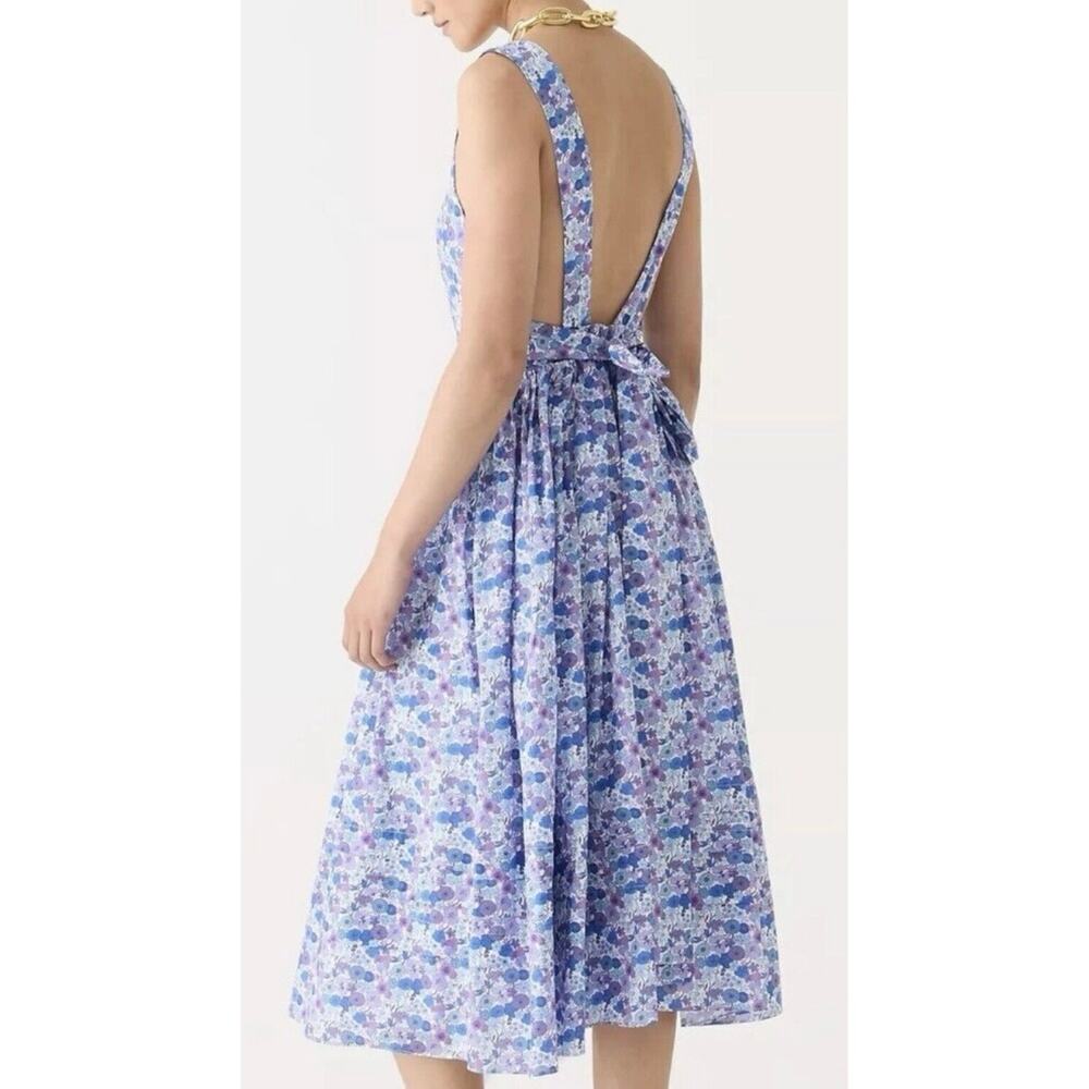 NWT J.Crew Liberty Arrow Floral Apron Dress 16 Hampton Purple Square Neck Midi - Picture 2 of 11